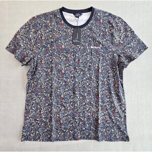 Ben‎ Sherman Crew Neck Shirt Men's XXL NWT Navy Floral Short Sleeve BS12SK180